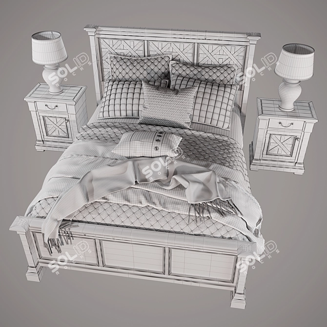 Bolanburg Queen Bed Set with Nightstands 3D model image 1