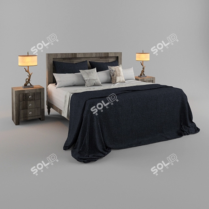 Luxury Blue Dream Bed 3D model image 1