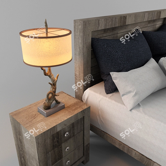 Luxury Blue Dream Bed 3D model image 2