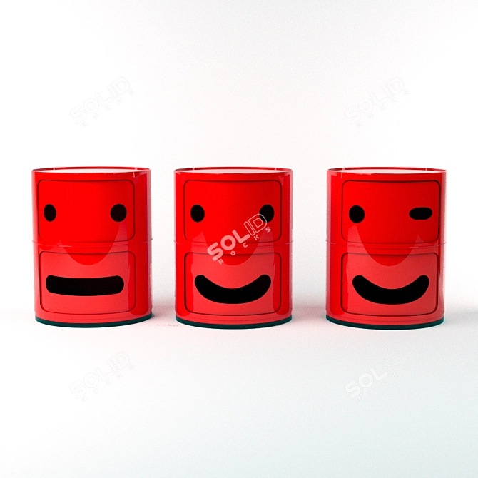 Title: Modular Red "Componibili Smile" Chests 3D model image 2