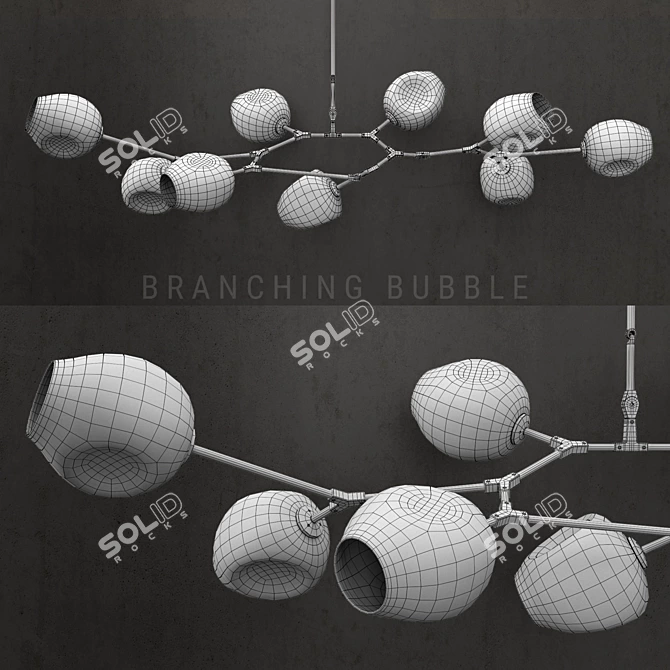 Branching Bubble 9-Lamp Chandelier 3D model image 2