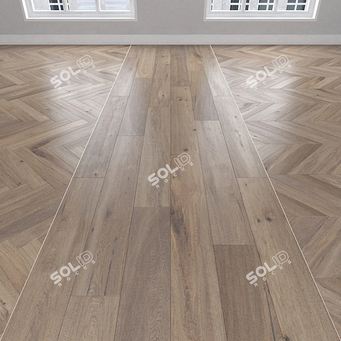 Smoked Oak Parquet: Herringbone, Linear, Chevron 3D model image 1