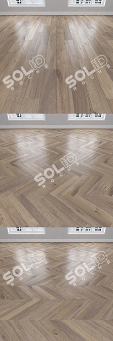 Smoked Oak Parquet: Herringbone, Linear, Chevron 3D model image 2