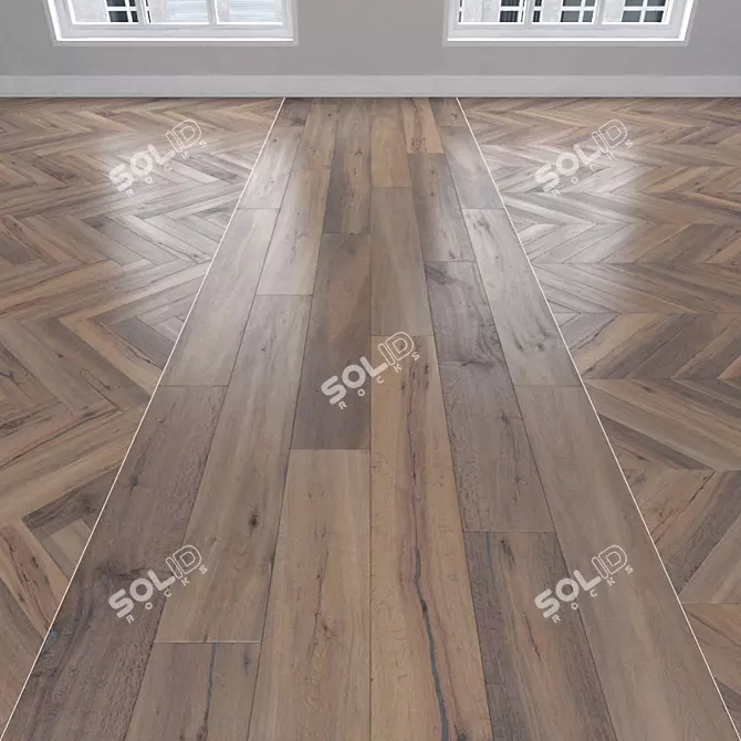 Oak Parquet: Herringbone, Linear, Chevron 3D model image 1