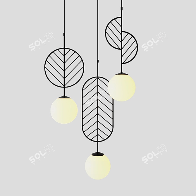 LEAF Contemporary Hanging Ceiling Lamp 3D model image 2