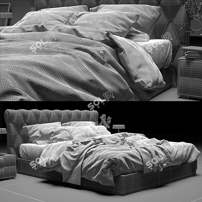 Luxurious Poltrona Frau Bluemoon Bed Set 3D model image 3