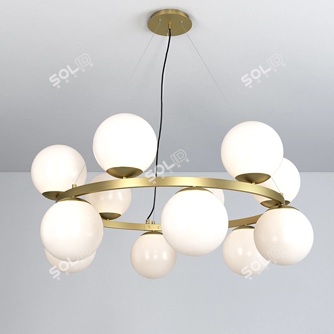 Floating Brass Ring Pendant Light 3D model image 1