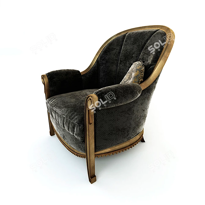 Luxury Art Deco Wooden Armchair 3D model image 3