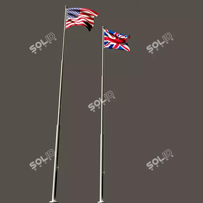Patriotic USA & GB Flag: Show Your Alliance! 3D model image 2