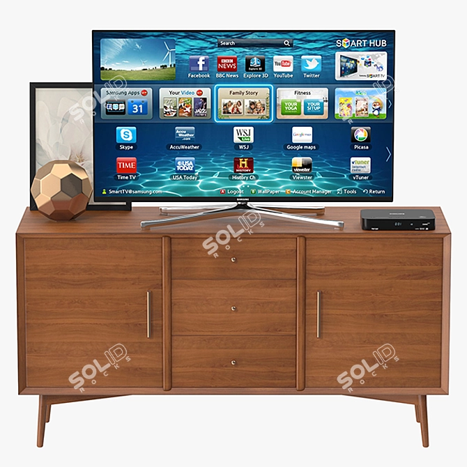 West Elm Mid-Century Media Console 3D model image 1