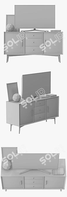 West Elm Mid-Century Media Console 3D model image 3