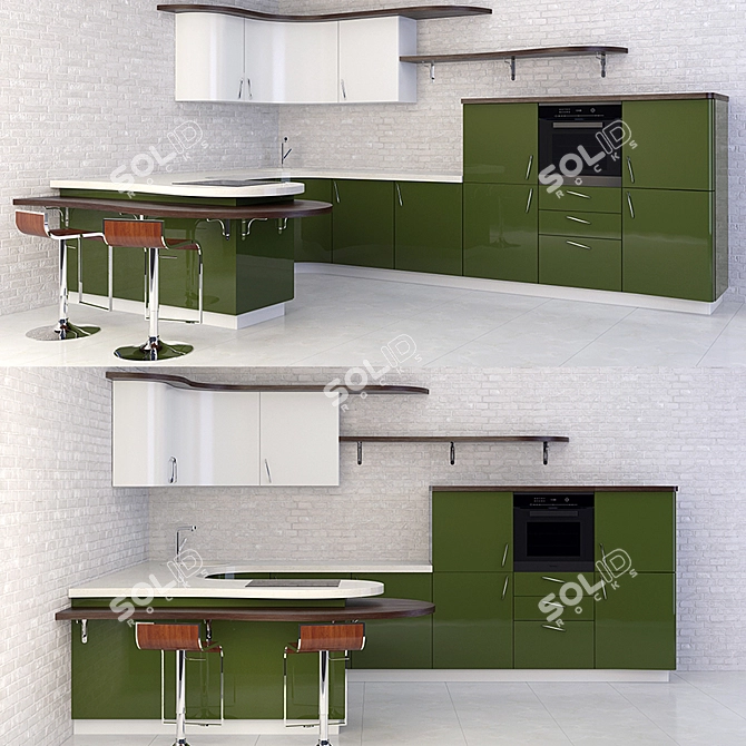 Modena Kitchen Set: Modern & Stylish 3D model image 1