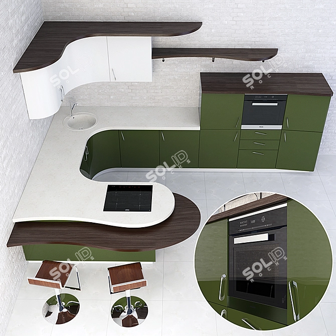 Modena Kitchen Set: Modern & Stylish 3D model image 2