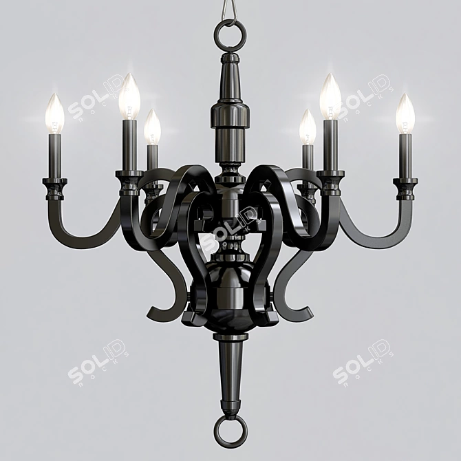 Modway LexMod 6-Light Black Chandelier 3D model image 1
