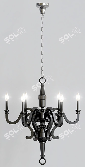 Modway LexMod 6-Light Black Chandelier 3D model image 2