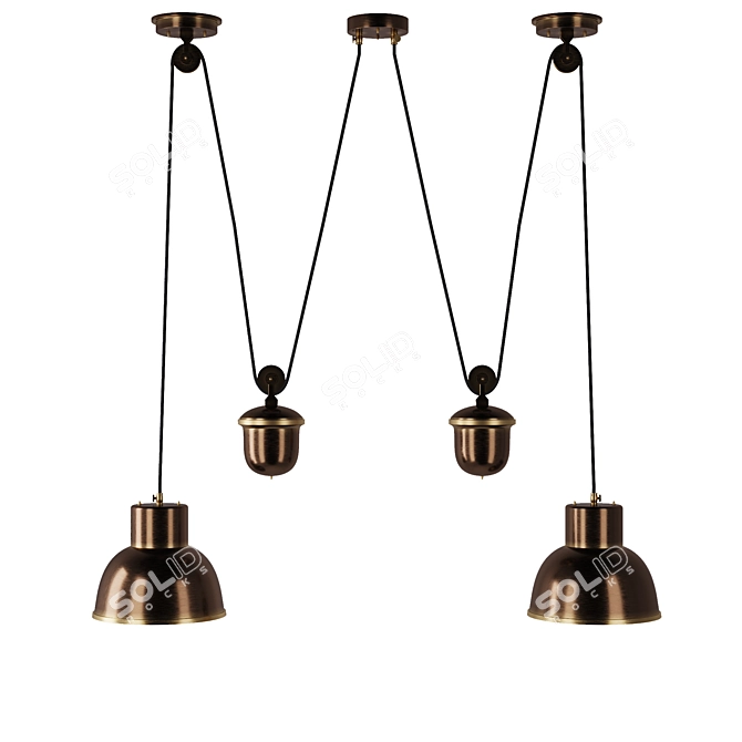 Elegant Brass Pendant Lamp 3D model image 2