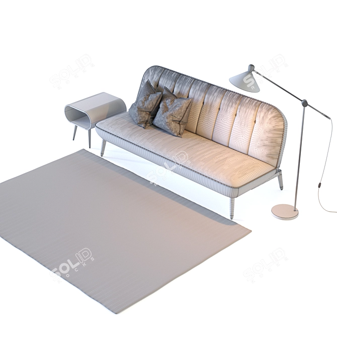 Margot Blush Pink Sofa Set 3D model image 3