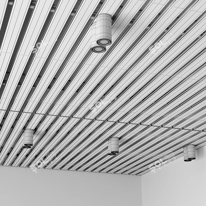 Modern Wooden Ceiling Panel - Donolux N1595 Black 3D model image 2