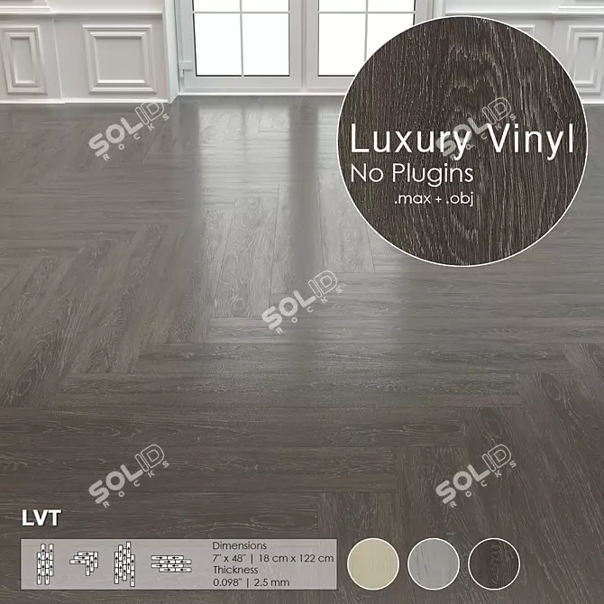 Luxury Vinyl Parquet Tiles: High Res Textures 3D model image 1