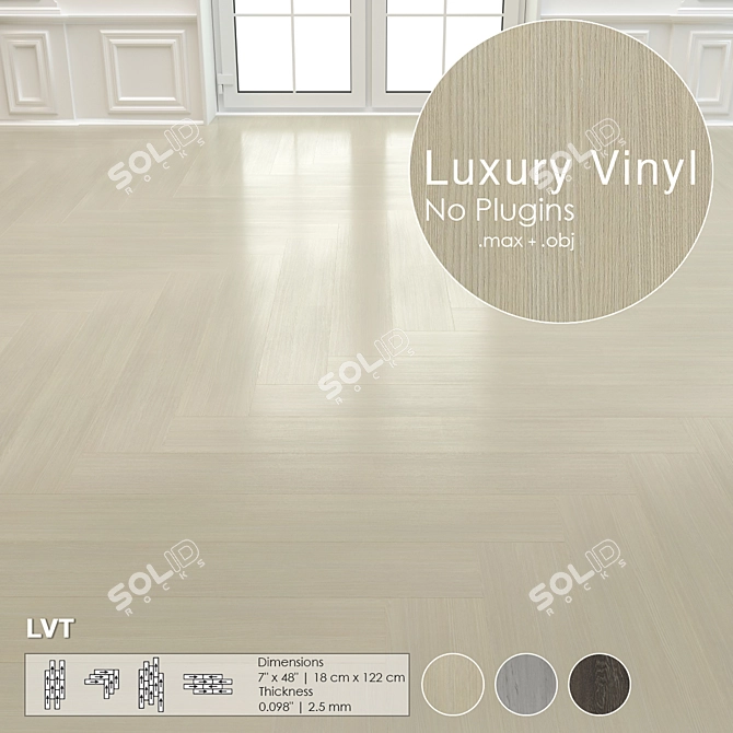 Luxury Vinyl Parquet Tiles: High Res Textures 3D model image 2