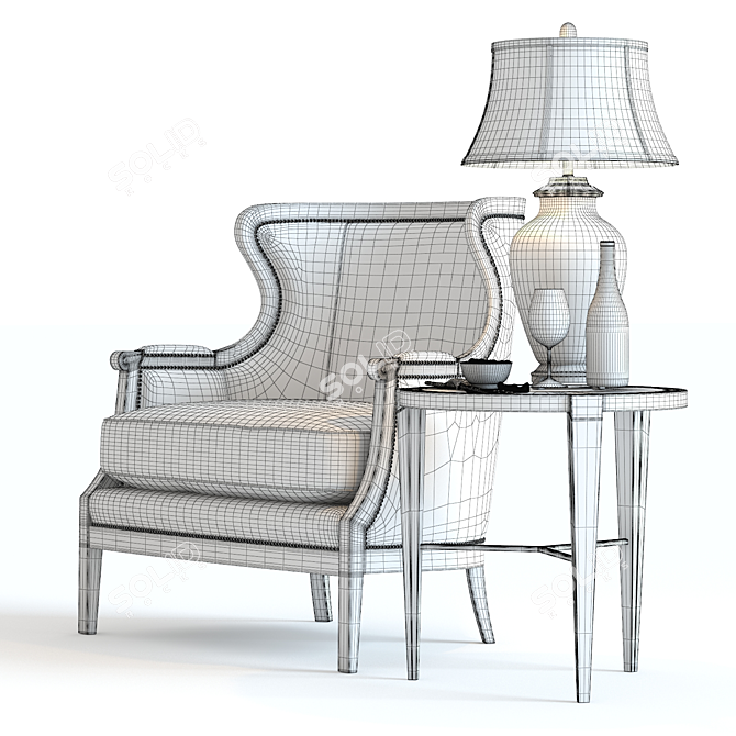 Modern Baker Chair: 3D Set 3D model image 3