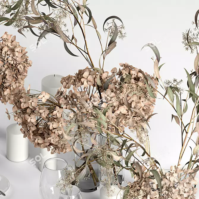 Elegant Dry Plant Table Setting 3D model image 2