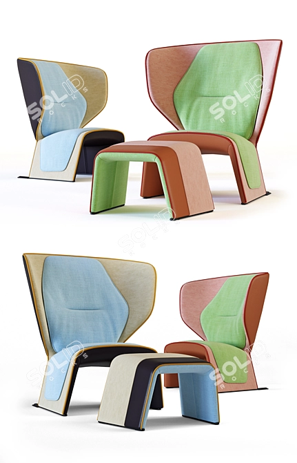 Cassina 570 Gender Chair & Ottoman 3D model image 2