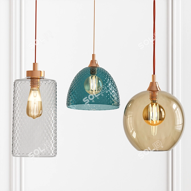 Vibrant Glass Pendant Lights 3D model image 1