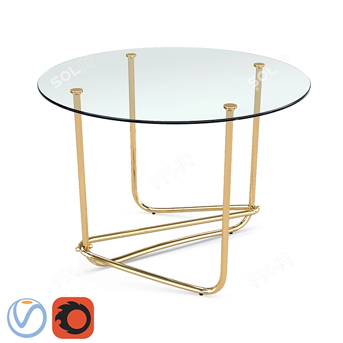 Gubi Mategot Table: Elegant Brass and Glass Design 3D model image 1