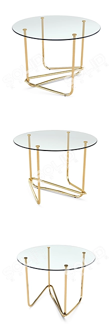 Gubi Mategot Table: Elegant Brass and Glass Design 3D model image 2