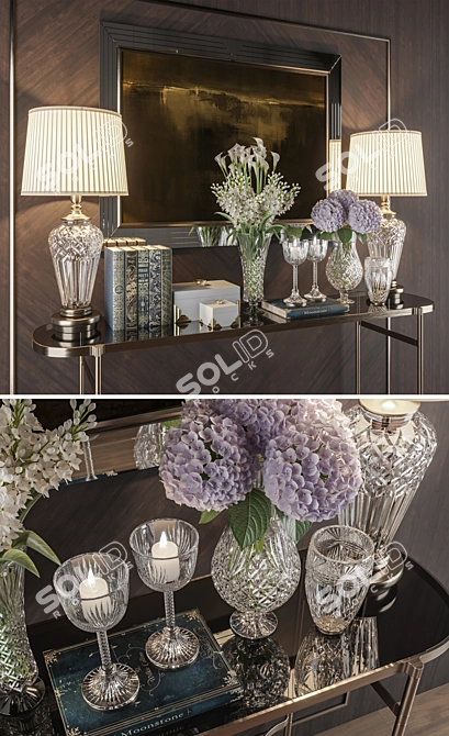 Eclipse Console: Waterford Crystal & Polished Brass Lamp 3D model image 2