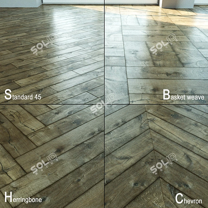 Natural Wood Parquet Flooring 3D model image 1