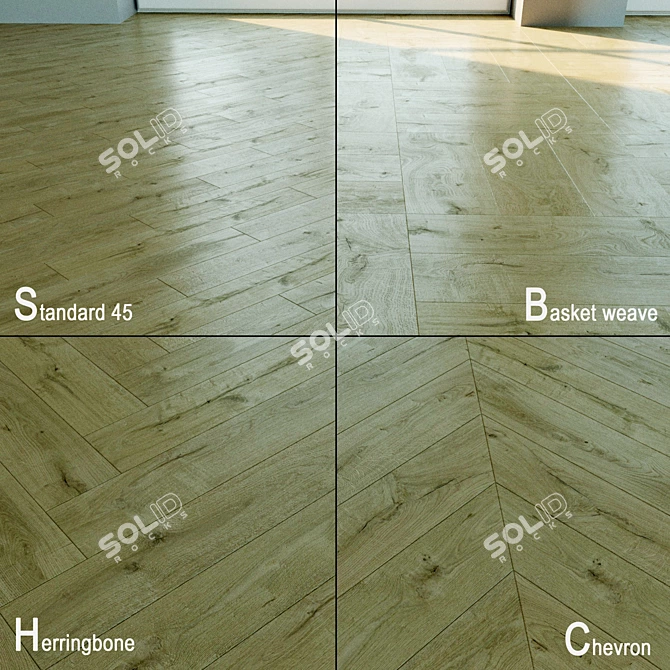 Natural Wood Parquet Flooring 3D model image 1