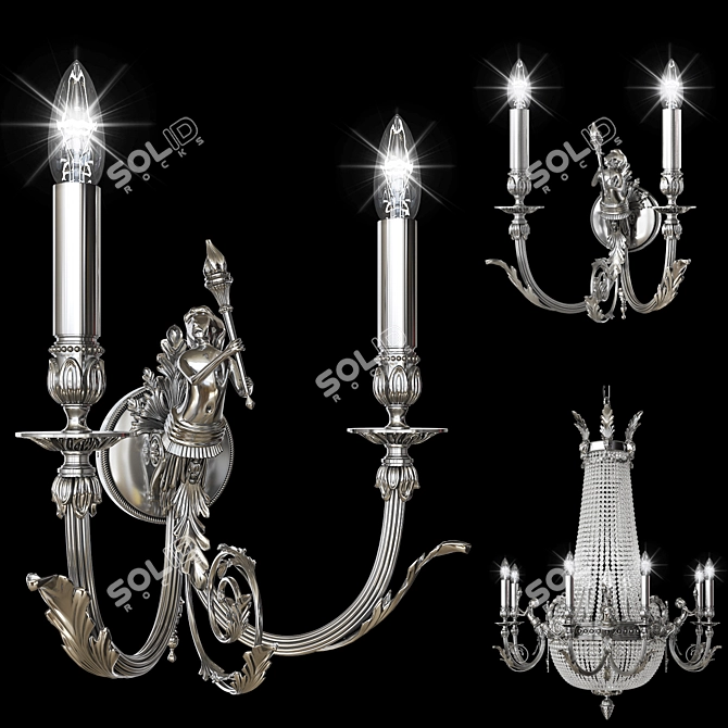 Arizzi Chandelier & Sconce Set 3D model image 2