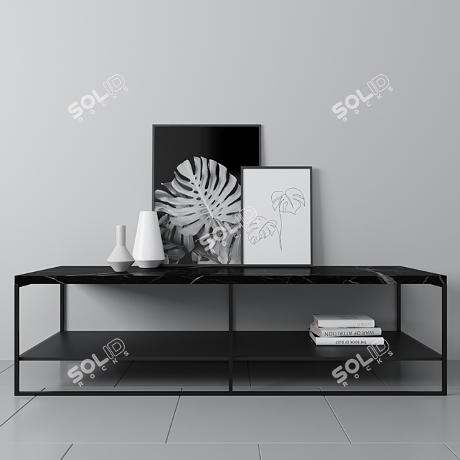 Minotti Calder Console: Elegant Marquina Marble Design 3D model image 1