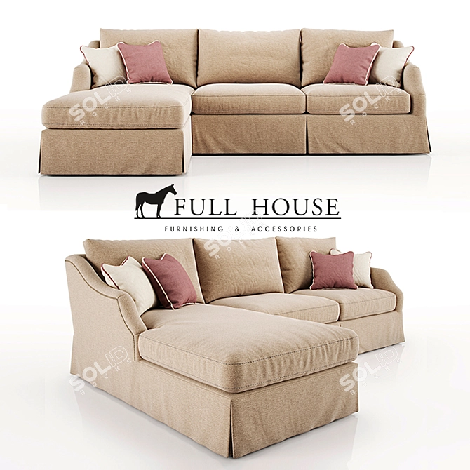 Langford Sandstone Sofa 3D model image 1