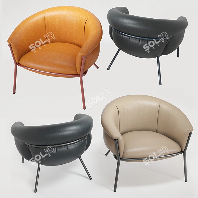 Grasso Leather Armchair: Stylish Design, Premium Comfort 3D model image 1