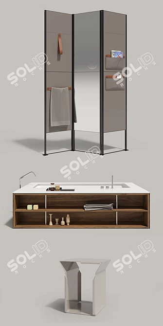 Sleek Bathroom 3-Piece Set 3D model image 2