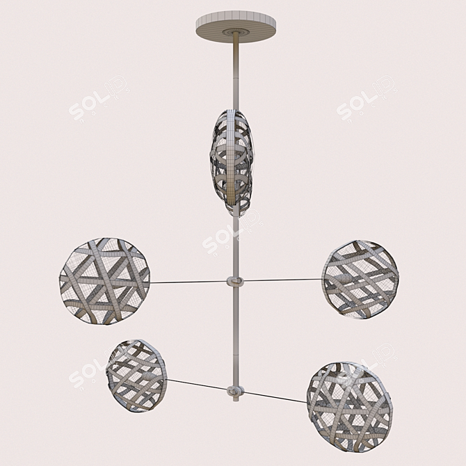 Elegant Copper Diamond Chandelier 3D model image 3
