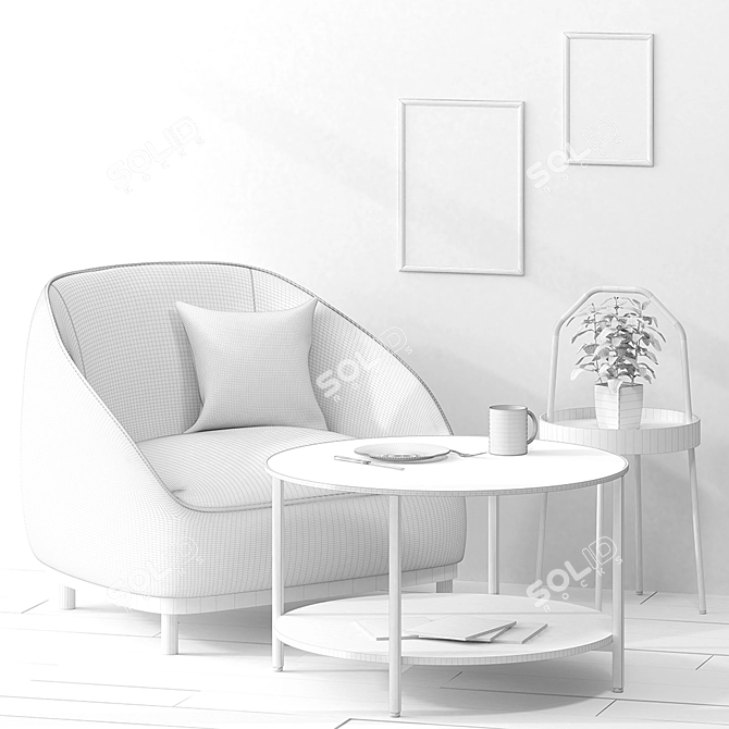 Modern Red Cube & Ikea Living Room Set 3D model image 3