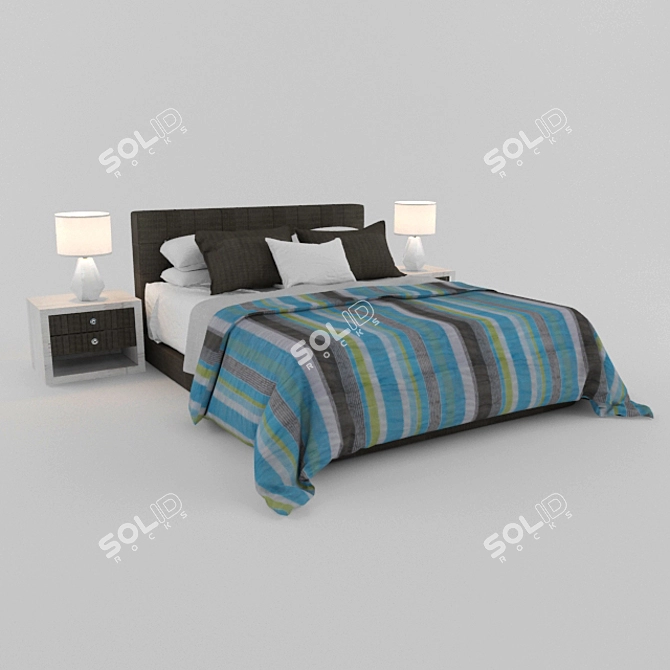 Luxury Linen Bed: Ultimate Comfort 3D model image 1