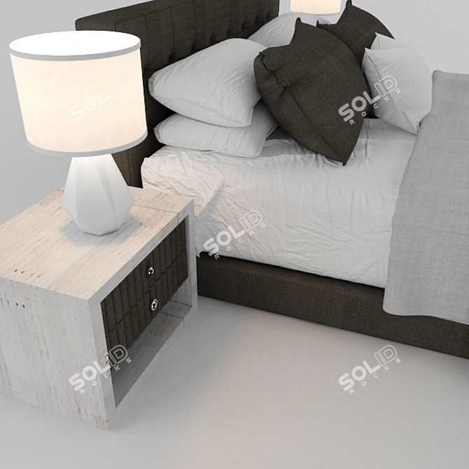 Luxury Linen Bed: Ultimate Comfort 3D model image 2