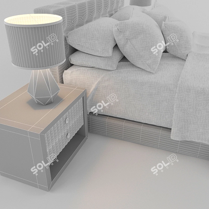 Luxury Linen Bed: Ultimate Comfort 3D model image 3