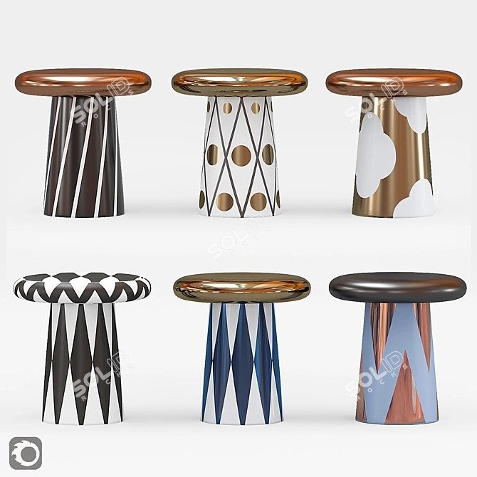 Modern T-Table Ceramic Side Table 3D model image 1