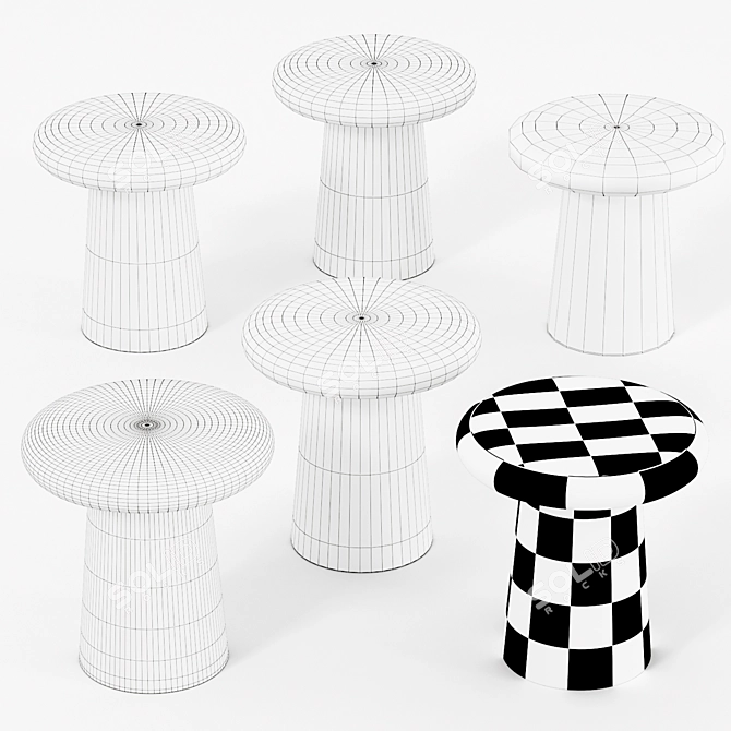 Modern T-Table Ceramic Side Table 3D model image 3