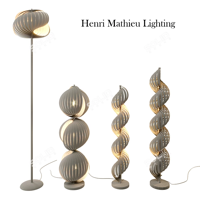 Sleek Lamella Floor Lamps by Henri Mathieu 3D model image 2