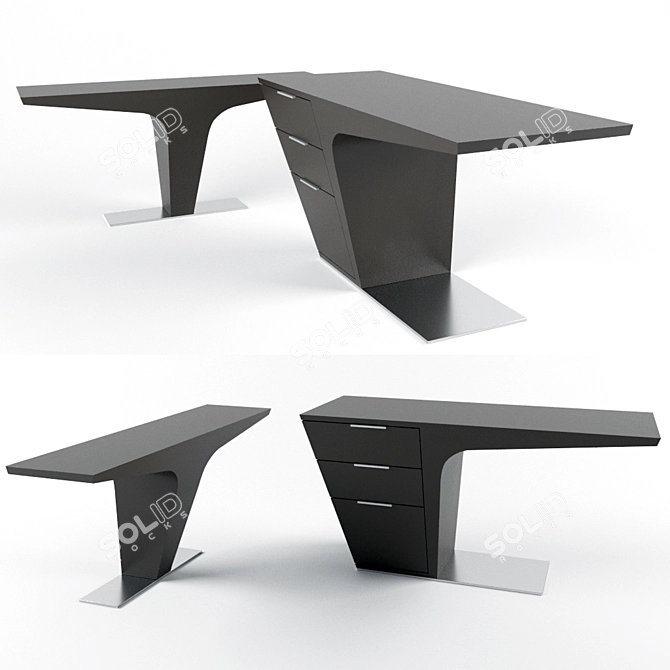 Sleek Bismarck Wenge Desk Set 3D model image 1