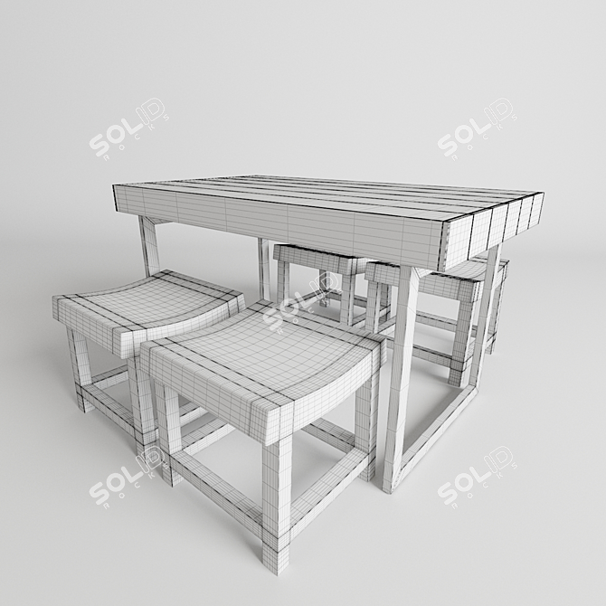 Stylish Pub Table Set 3D model image 2