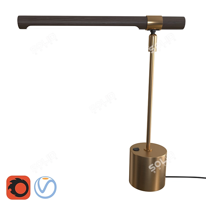 Sleek LED Wood Desk Lamp 3D model image 1