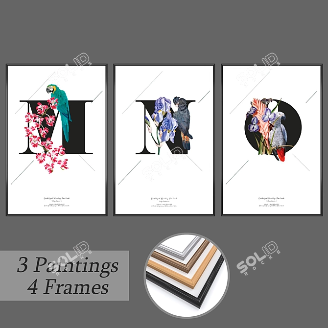 Elegant Wall Art Set with Multiple Frames 3D model image 1